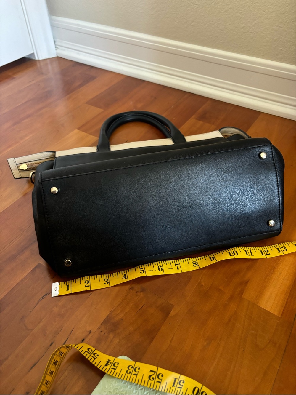 kate spade Black and Cream Leather Satchel with Bow Detail - Picture 13 of 16